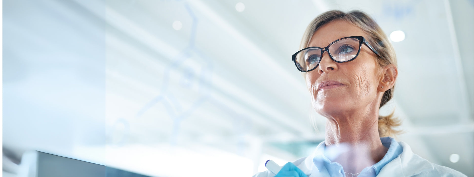 Female scientist with glasses