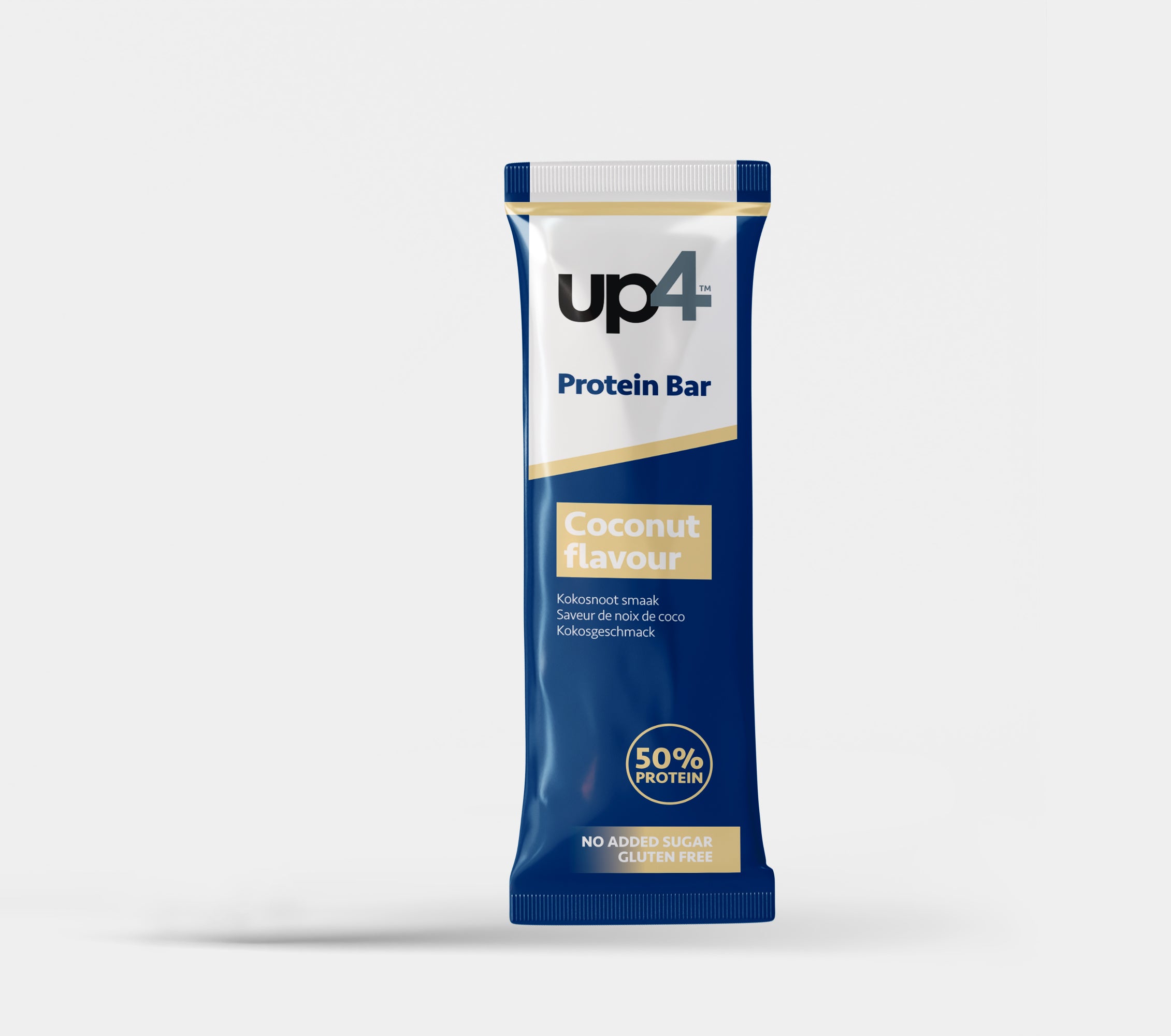 Up4 Protein Bar packaging with coconut flavor on a white background
