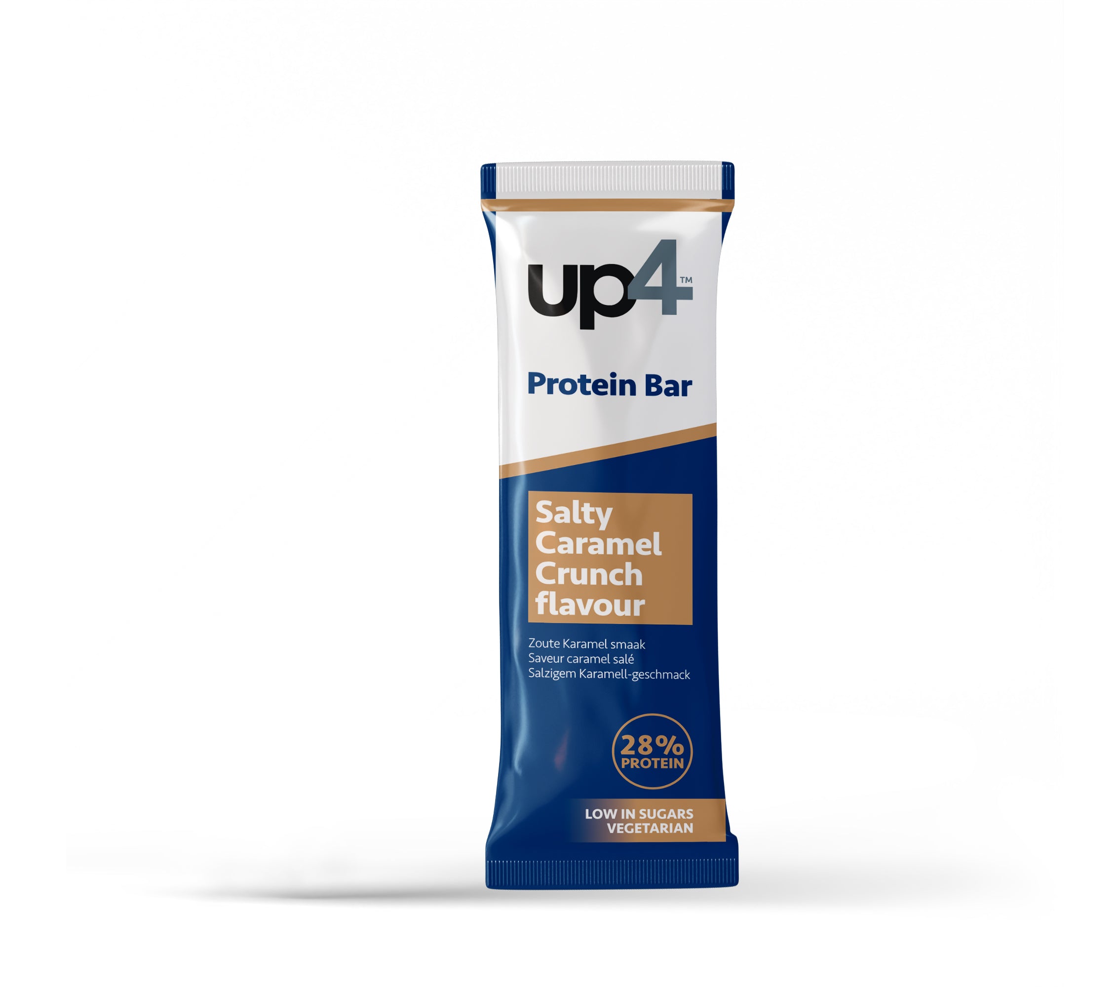up4 Protein Bar packaging with Salty Caramel Crunch flavor on a white background