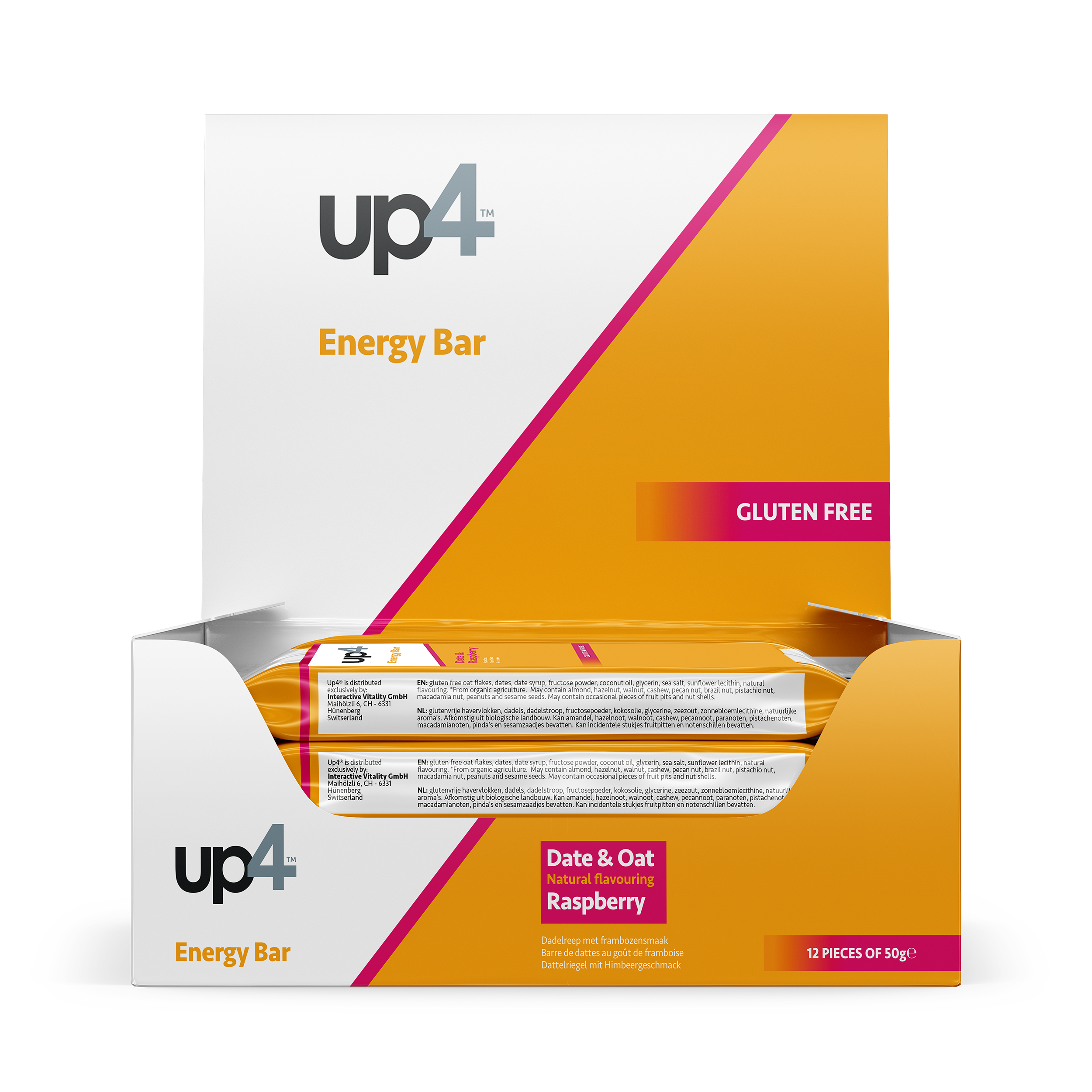 Date and oat energy bar in a box of 12